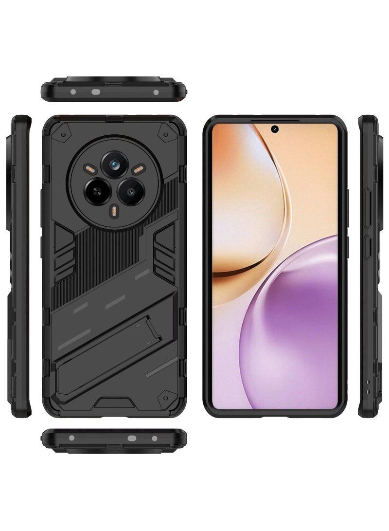 Phone Case Cover TPU+PC With stand in Back shock resistant compatible with Realme 14 Pro ( Black ) - Image 3
