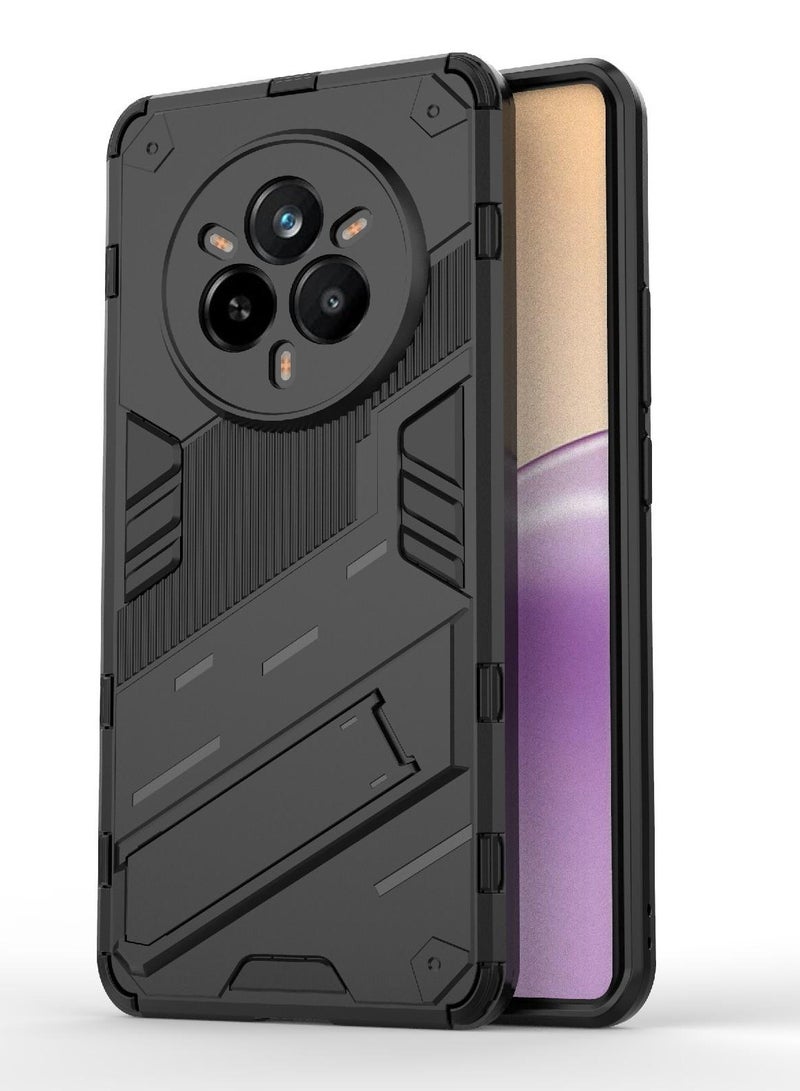 Phone Case Cover TPU+PC With stand in Back shock resistant compatible with Realme 14 Pro ( Black ) - Image 1