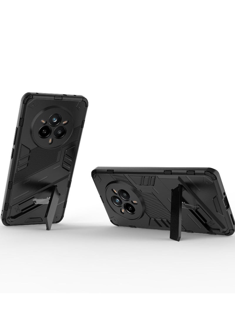 Phone Case Cover TPU+PC With stand in Back shock resistant compatible with Realme 14 Pro ( Black ) - Image 2