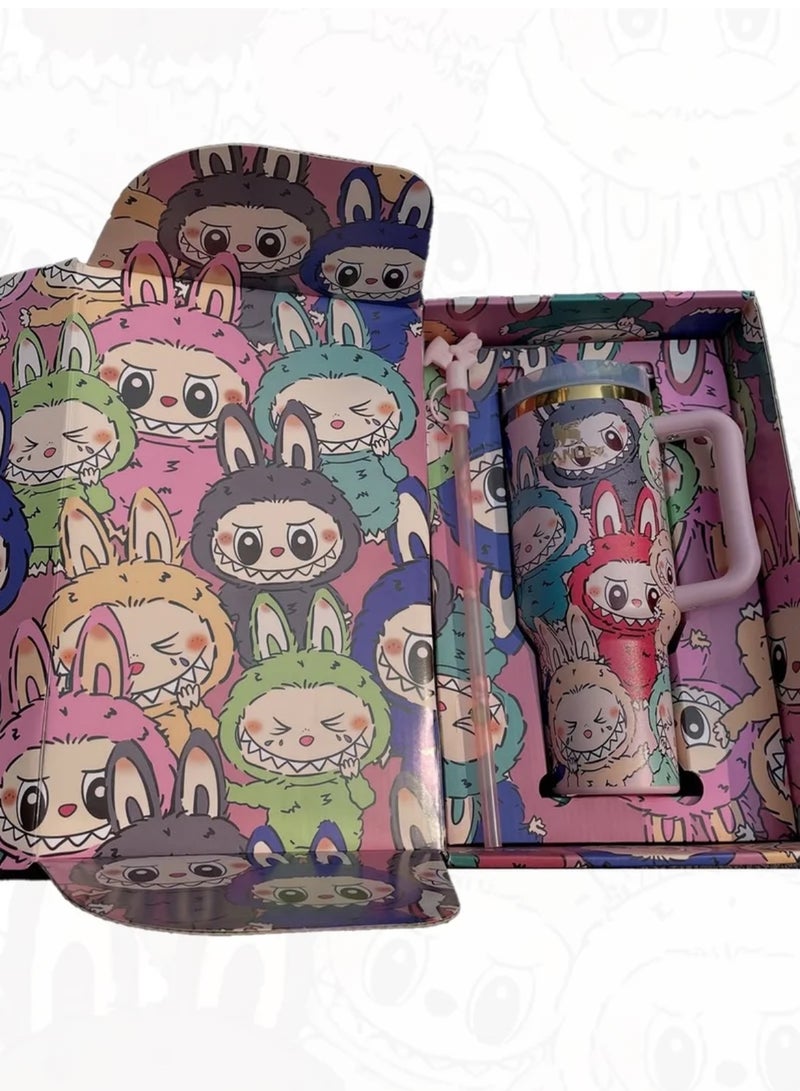 ستانلي Stanley H2.0 FlowState 40oz Tumbler – Labubu Edition, Vacuum Insulated Stainless Steel Quencher with Lid, Removable Straw & Stopper, Keeps Drinks Cold, Perfect for Water, Iced Tea & Gifting - Image 2