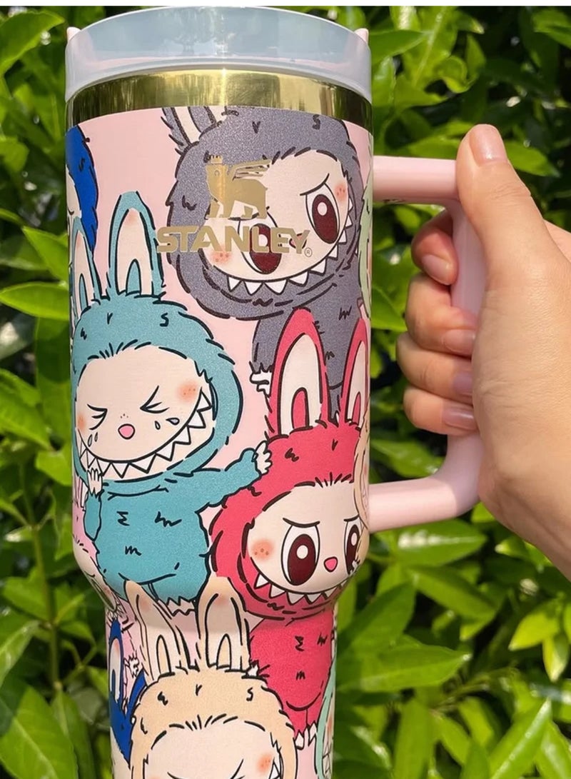 ستانلي Stanley H2.0 FlowState 40oz Tumbler – Labubu Edition, Vacuum Insulated Stainless Steel Quencher with Lid, Removable Straw & Stopper, Keeps Drinks Cold, Perfect for Water, Iced Tea & Gifting - Image 3