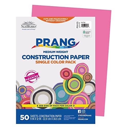 Prang Formerly SunWorks Construction Paper Hot Pink 9 x 12 50 Sheets