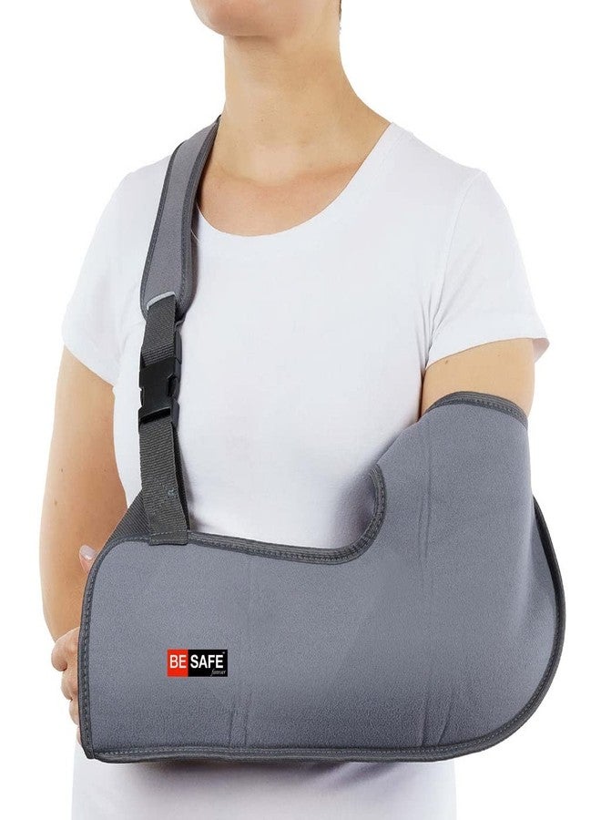 BESAFE Forever Arm Supporter Arm Sling Pouch Belt with Elbow Support, Arm Immobilizer Brace for Fracture, Sprain, Dislocation and Pain Relief, Large, Grey - Image 1