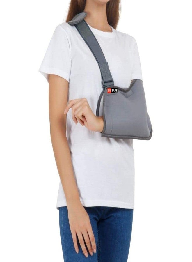 BESAFE Forever Arm Supporter Arm Sling Pouch Belt with Elbow Support, Arm Immobilizer Brace for Fracture, Sprain, Dislocation and Pain Relief, Large, Grey - Image 3
