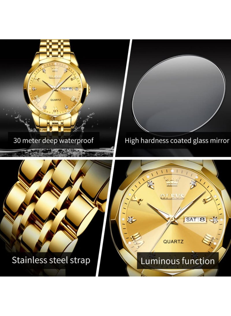 OLEVS OLEVS His and Her Couple Watches Business Men Women Couple Set Pair Watch Matching Romantic Quartz Watch Stainless Steel Waterproof Date Men's Watches Women Watches Wrist Watch  - Image 5