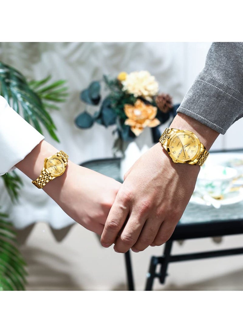 OLEVS OLEVS His and Her Couple Watches Business Men Women Couple Set Pair Watch Matching Romantic Quartz Watch Stainless Steel Waterproof Date Men's Watches Women Watches Wrist Watch  - Image 2