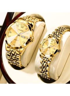 OLEVS OLEVS His and Her Couple Watches Business Men Women Couple Set Pair Watch Matching Romantic Quartz Watch Stainless Steel Waterproof Date Men's Watches Women Watches Wrist Watch  - Image 4
