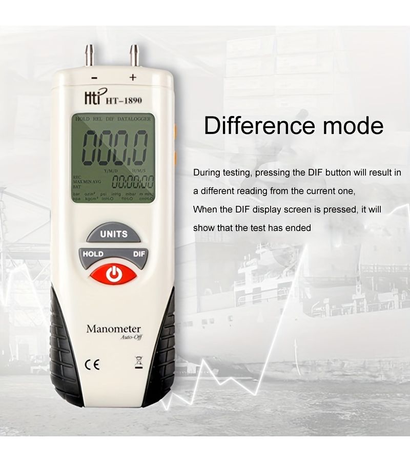 High Precision Digital Manometer Air Gas Pressure Tester Dual Port Gauge Large Backlit Screen - Image 4