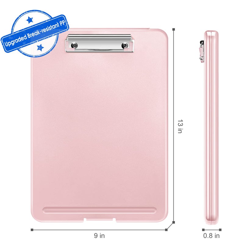 SITHON Nursing Clipboard with Storage, Heavy Duty Portable Writing Clipboard with Compartment Organizer for Nurse Doctor Medical Professionals Teachers Students Sales Coach School Office (Pink) - Image 2