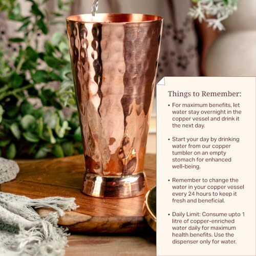 P-TAL Tumbler with Lid Serving Copper Glass with Brass Lid Tamba Glass with Ayurvedic Health Benefits Ptal Brass and Copper Utensils (600 ml Tumbler Glass) - Image 4