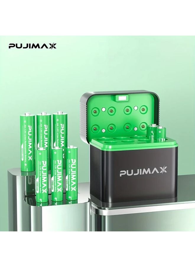 Charging Bin With 4pcs 4255mwh And 4pcs 1100mwh 1 5V AA AAA Rechargeable Lithium Battery Set - Image 1
