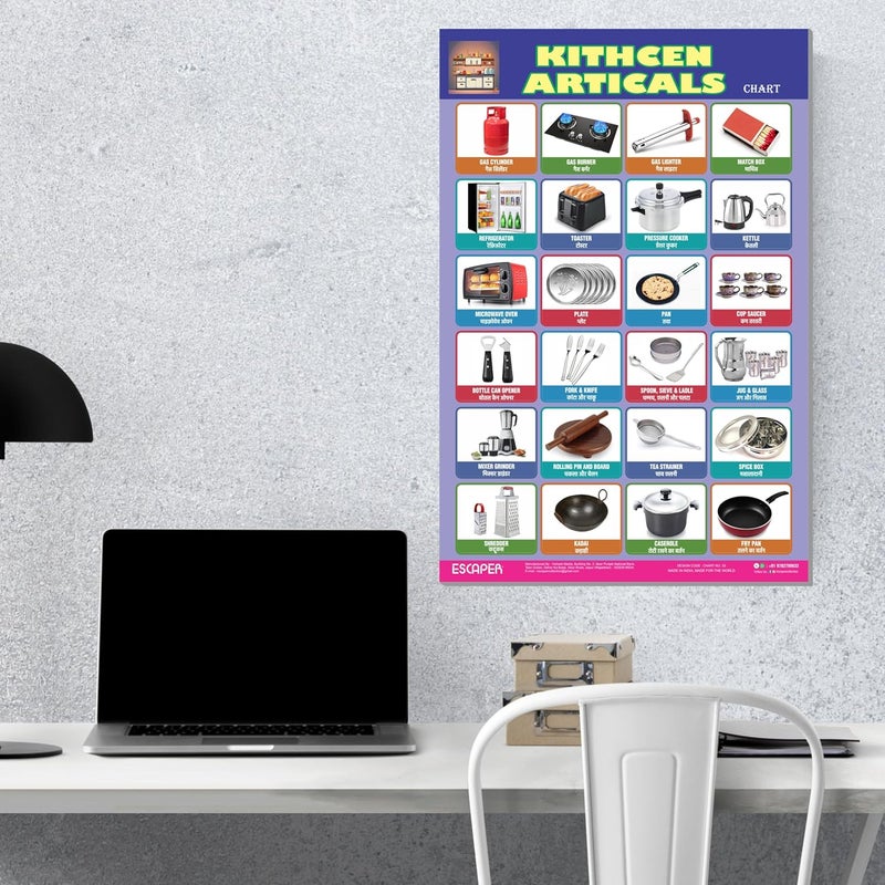 ESCAPER Kitchen Articles Educational Charts for Kids, Charts for Kids Learning (11.5 x 17.5 inches), Kids Study Material, Kids Learning Books, Educational Posters - Image 4