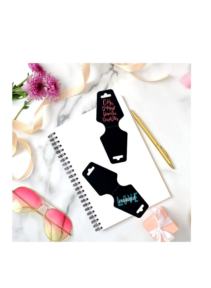 بطاقات عرض المجوهرات للقلائد والأساور، بطاقات ورقية كرافت فارغة وحوامل، 200 قطعة حوامل بطاقات سوداء للإكسسوارات ورباطات الشعر - Image 4