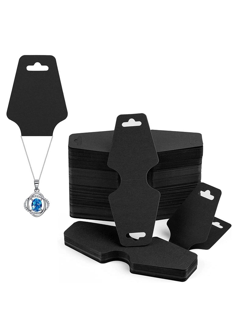 بطاقات عرض المجوهرات للقلائد والأساور، بطاقات ورقية كرافت فارغة وحوامل، 200 قطعة حوامل بطاقات سوداء للإكسسوارات ورباطات الشعر - Image 1