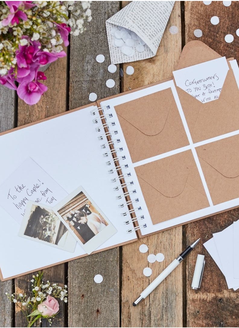 Ginger Ray Ginger Ray Mini Envelope Wedding Guestbook - Unique Wedding Guest Book with Envelope Slots for Personal Messages and Memories  - Image 1