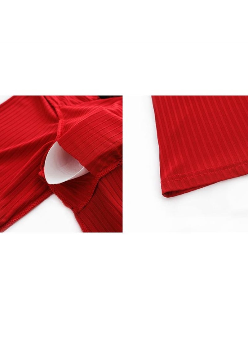 Pregnant women's lace short-sleeved ice silk pajamas with pads - Image 2