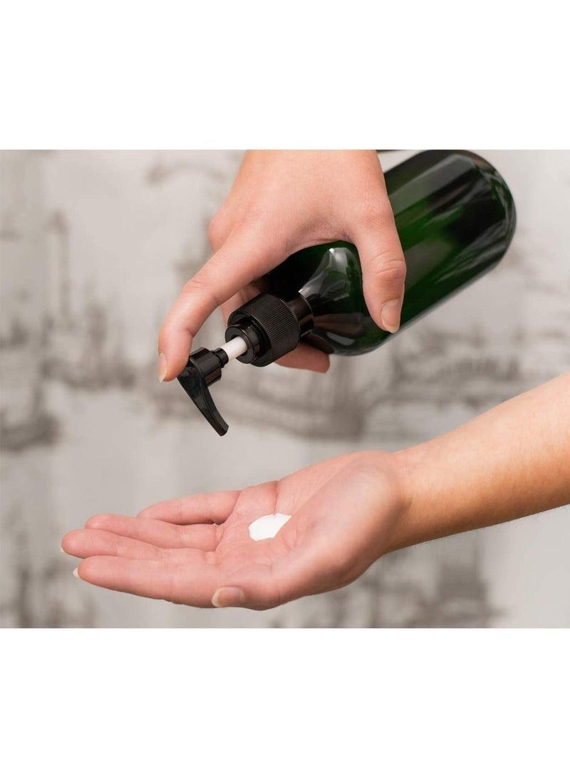 كيلا عبوة شامبو بمضخة سعة 500 مل، قابلة لإعادة التعبئة، فارغة، مصنوعة من بلاستيك PET بلون كهرماني، مناسبة للشامبو والبلسم وغسول الجسم، للاستخدام في الحمام والمطبخ والمكتب وغرفة الغسيل، بالإضافة إلى المستحضرات والكريمات وغيرها، لون أخضر داكن، قطعتان - Image 3