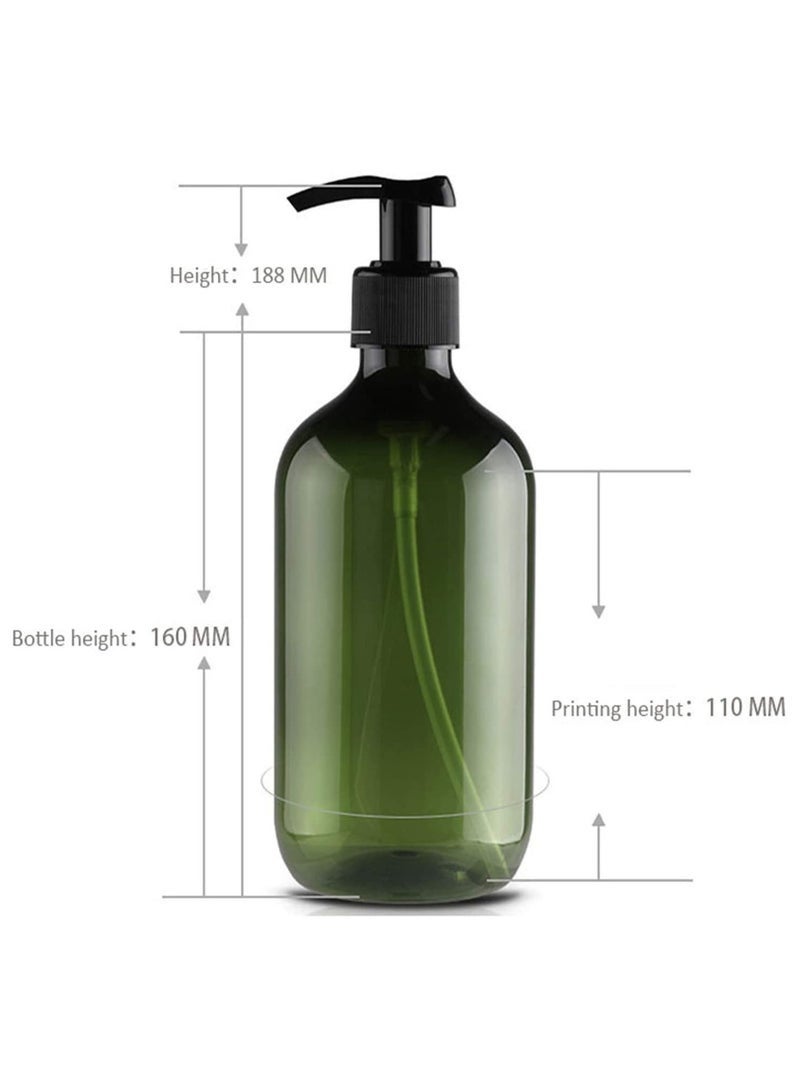 كيلا عبوة شامبو بمضخة سعة 500 مل، قابلة لإعادة التعبئة، فارغة، مصنوعة من بلاستيك PET بلون كهرماني، مناسبة للشامبو والبلسم وغسول الجسم، للاستخدام في الحمام والمطبخ والمكتب وغرفة الغسيل، بالإضافة إلى المستحضرات والكريمات وغيرها، لون أخضر داكن، قطعتان - Image 2