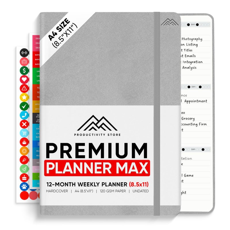 Undated 2025 Planner 85 x 11 The 1 Productivity Planner to Achieve Your 2025 Goals Planner 20252026 by PRODUCTIVITY STORE A4 GREY