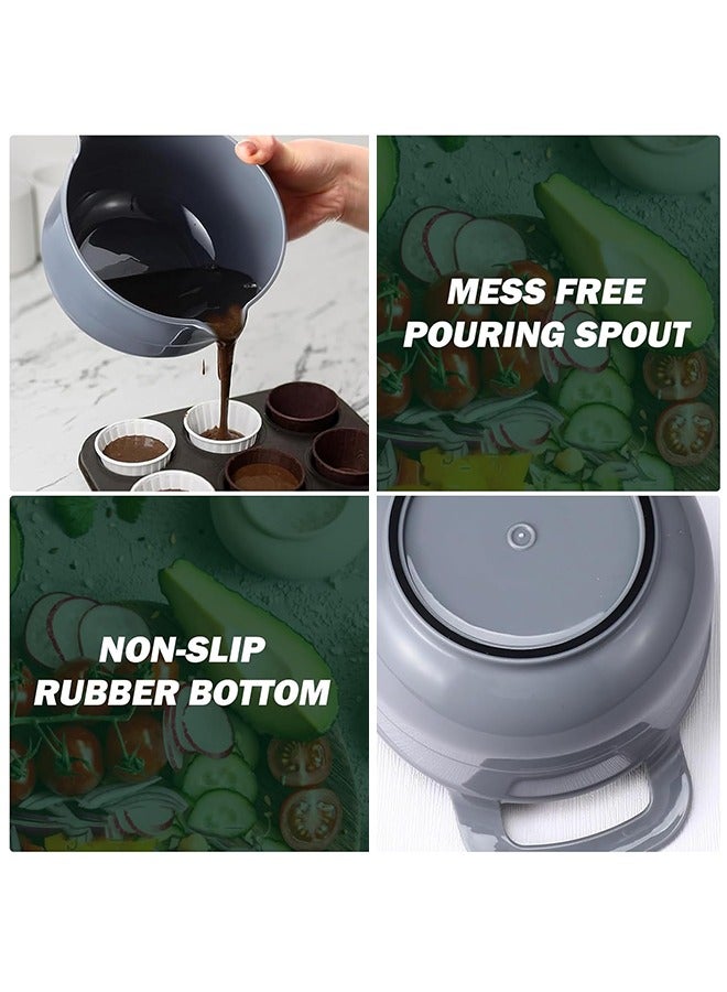 متجر الفرح مجموعة من 4 أوعية خلط متداخلة مع مقبض وفوهة صب، وعاء خلط متداخل، وعاء سلطة، وعاء تقديم، مجموعة أوعية حساء للطهي والخبز، خالية من مادة BPA آمنة للاستخدام في الميكروويف وغسالة الأطباق - Image 2