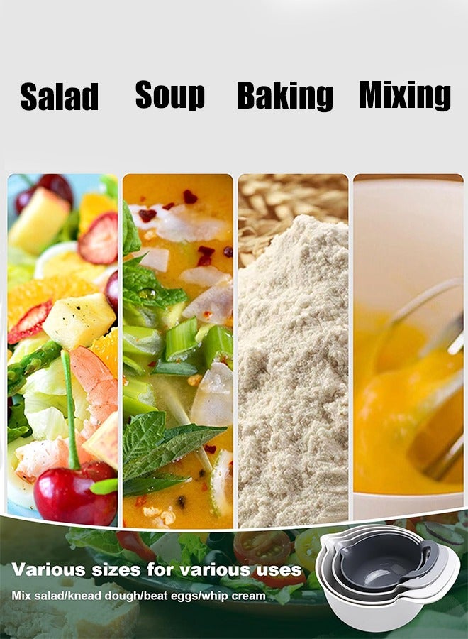 متجر الفرح مجموعة من 4 أوعية خلط متداخلة مع مقبض وفوهة صب، وعاء خلط متداخل، وعاء سلطة، وعاء تقديم، مجموعة أوعية حساء للطهي والخبز، خالية من مادة BPA آمنة للاستخدام في الميكروويف وغسالة الأطباق - Image 3