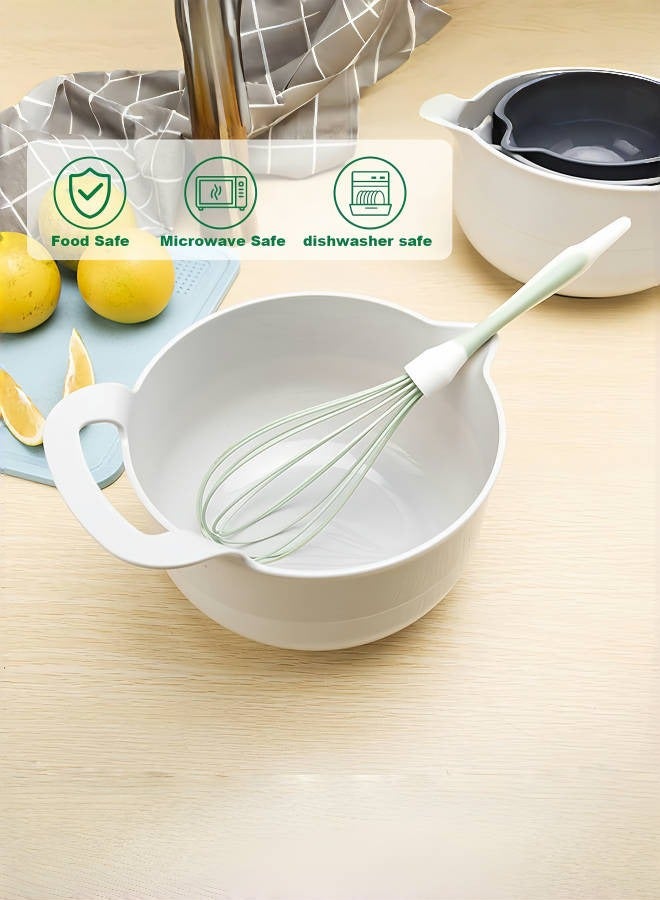 متجر الفرح مجموعة من 4 أوعية خلط متداخلة مع مقبض وفوهة صب، وعاء خلط متداخل، وعاء سلطة، وعاء تقديم، مجموعة أوعية حساء للطهي والخبز، خالية من مادة BPA آمنة للاستخدام في الميكروويف وغسالة الأطباق - Image 5