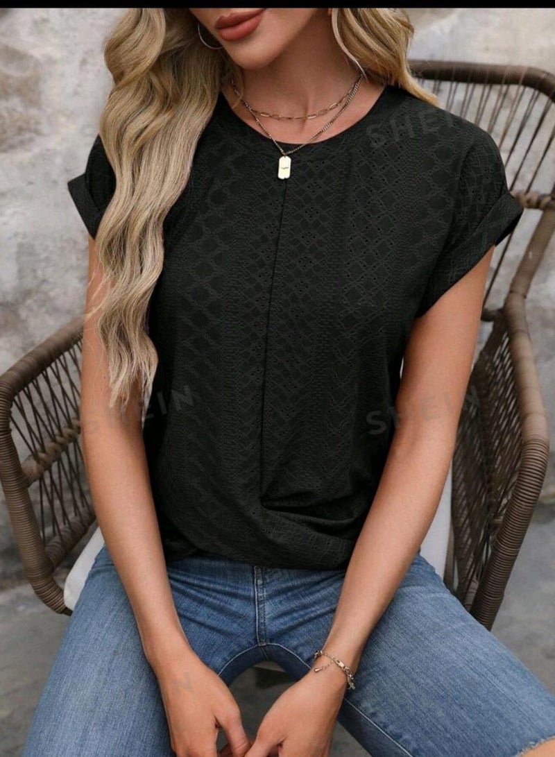 SHEIN LUNE Vacation Batwing Sleeve Cross Wrap Sheer T-Shirt  - Image 2