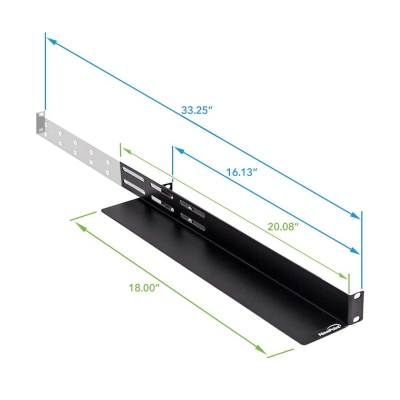 NavePoint Universal 1U Rack Mount 4-Post Shelf Rail for Dell Compaq IBM HP APC - 33.5 Inches deep - Image 2