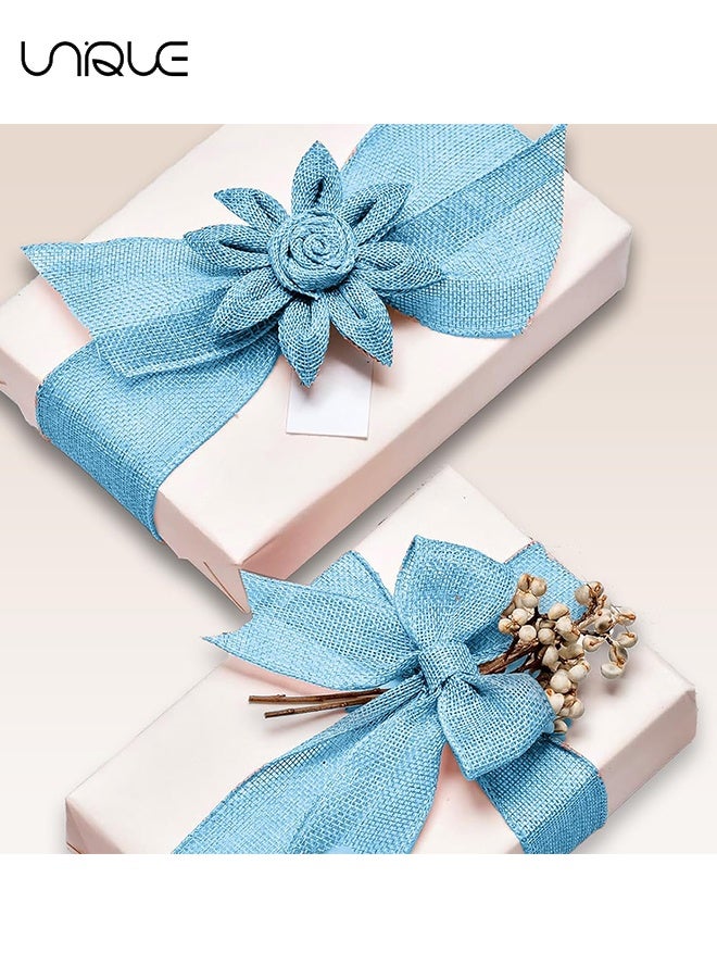 يونيك الشريط الأزرق-2.5 بوصة × 10 ياردات الشريط السلكي المنسوجة الشريط الطبيعي-الشريط الشريط للديكور المنزلي، تغليف الهدايا، إكليل من الزخارف، الحرف اليدوية ديي - Image 4