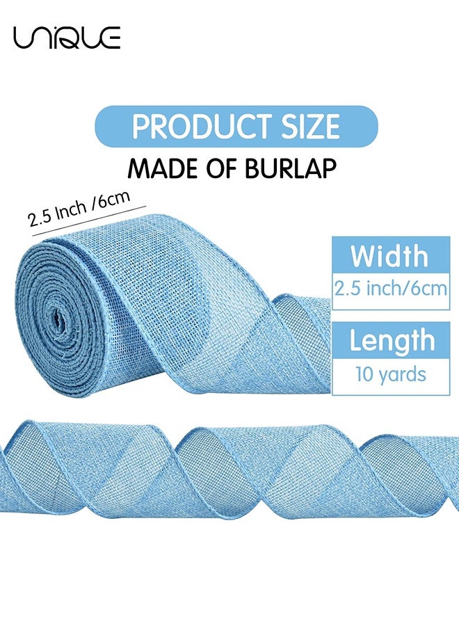 يونيك الشريط الأزرق-2.5 بوصة × 10 ياردات الشريط السلكي المنسوجة الشريط الطبيعي-الشريط الشريط للديكور المنزلي، تغليف الهدايا، إكليل من الزخارف، الحرف اليدوية ديي - Image 2
