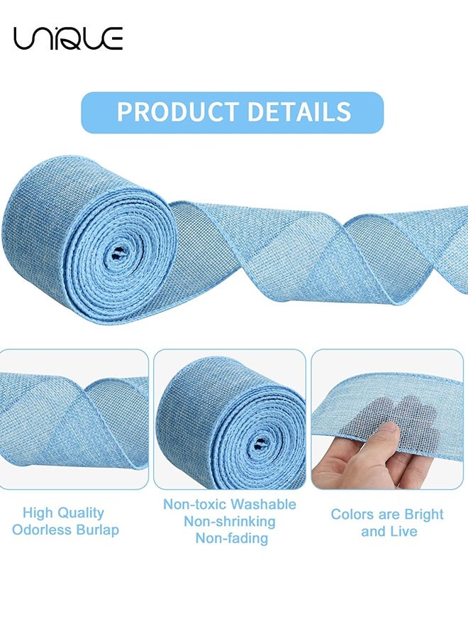 يونيك الشريط الأزرق-2.5 بوصة × 10 ياردات الشريط السلكي المنسوجة الشريط الطبيعي-الشريط الشريط للديكور المنزلي، تغليف الهدايا، إكليل من الزخارف، الحرف اليدوية ديي - Image 3