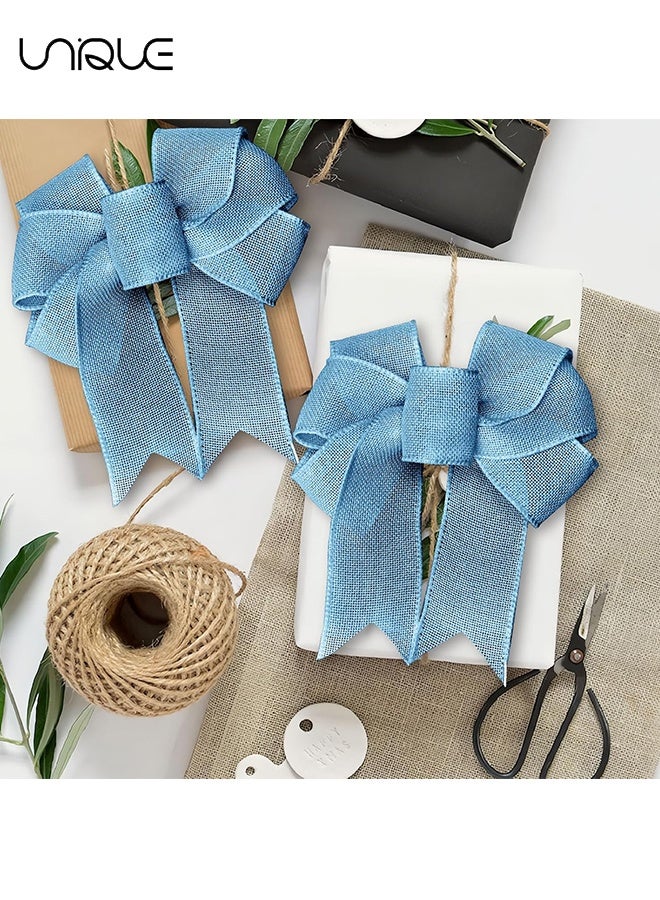 يونيك الشريط الأزرق-2.5 بوصة × 10 ياردات الشريط السلكي المنسوجة الشريط الطبيعي-الشريط الشريط للديكور المنزلي، تغليف الهدايا، إكليل من الزخارف، الحرف اليدوية ديي - Image 5