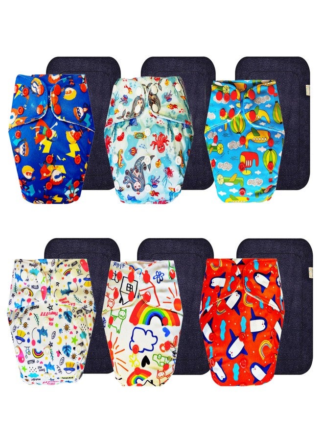 Dumbledo Premium Cloth Diaper with Black Insert (Pack of 6) | Soft & Gentle | Reusable & Washable | Easy to Clean | Trusted by Moms | 3 Months - 3 Years | Unisex Baby - Image 1