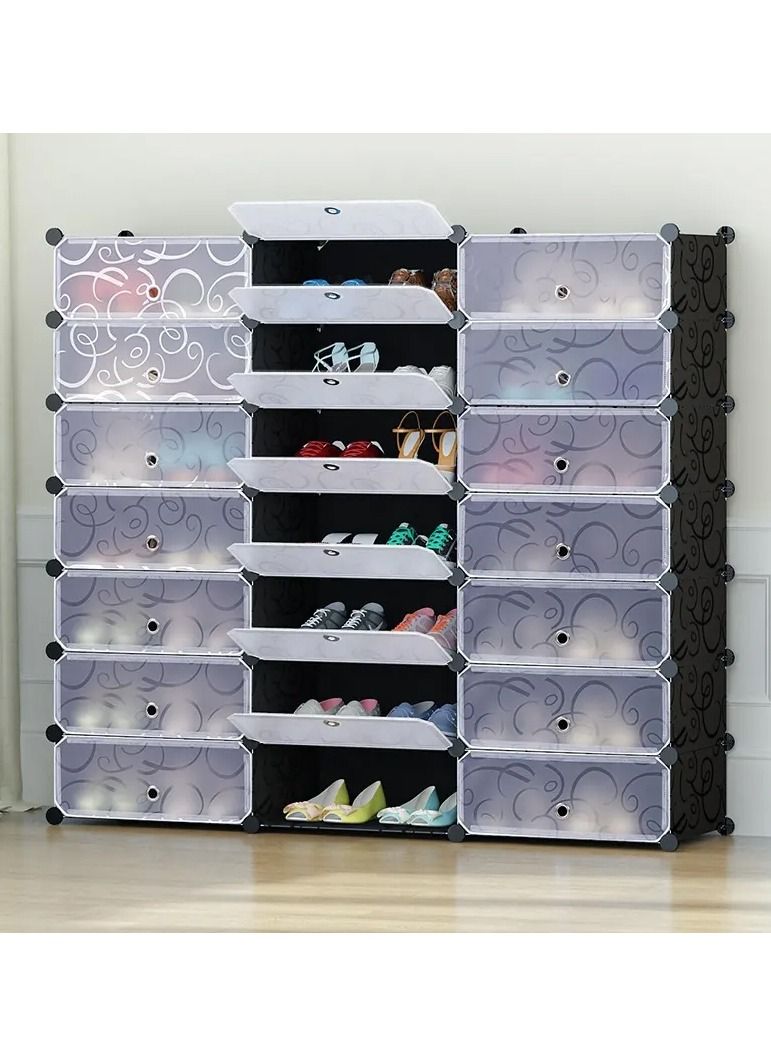 DubaiGallery 18 Cubes Diy Shoes Wardrobe Storage Shoe Rack Shoe Tower Storage Cabinet Shoe Organizer Storage Organizer Modular Shoe Cabinet with Doors  - Image 2