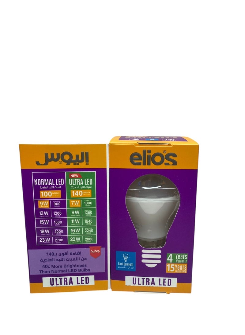 إليوس عدد 5 لمبه ليد 7 وات الترا اضاءه ابيض ماركه اليوس شده الاضاءه تساوي لمبه 9 وات - Image 1