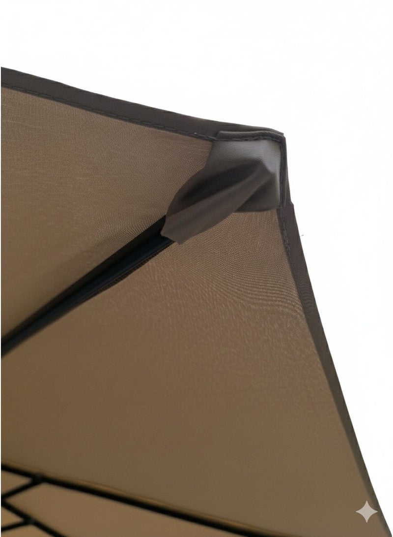 Garden and Restaurant Market Umbrella | Manual Open, Black Steel Frame, Beige Waterproof Polyester | Heavy-Duty UV-Resistant Fabric - Image 5