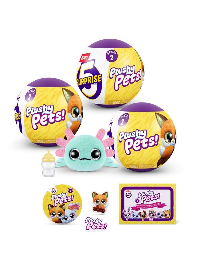 5 Surprise 5 Surprise Plushy Pets Series 2 (3 Pack) by ZURU, Collectible Mystery Capsule, Plushy, Pet Adoption, Toy for Girls, Kids, Teens  - Image 1