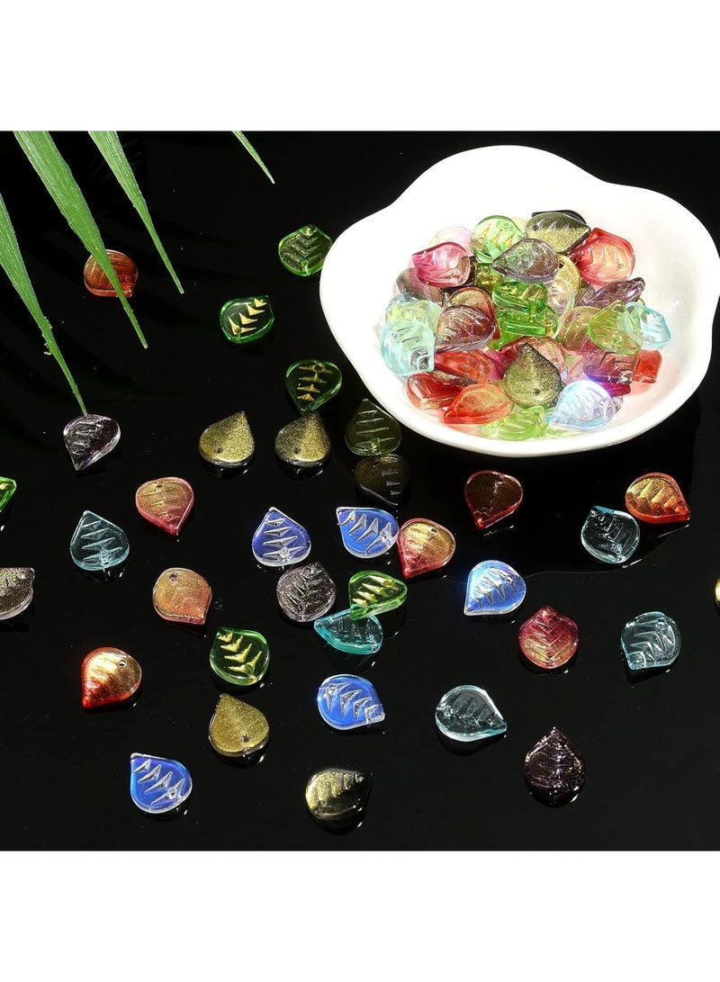 SOLARAE 100 Pcs Glass Crystal Charms Glitter Mini Plant Leaf Charm for Jewelry Making DIY Accessories - Image 3