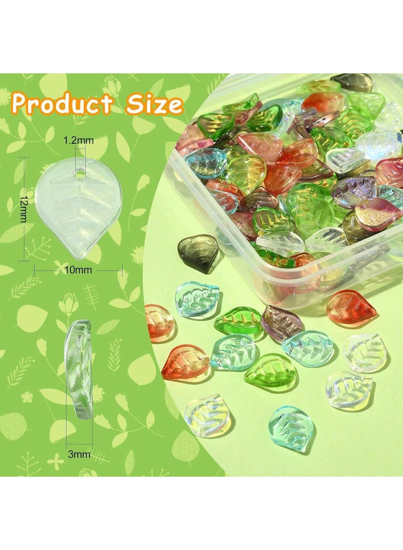 SOLARAE 100 Pcs Glass Crystal Charms Glitter Mini Plant Leaf Charm for Jewelry Making DIY Accessories - Image 4