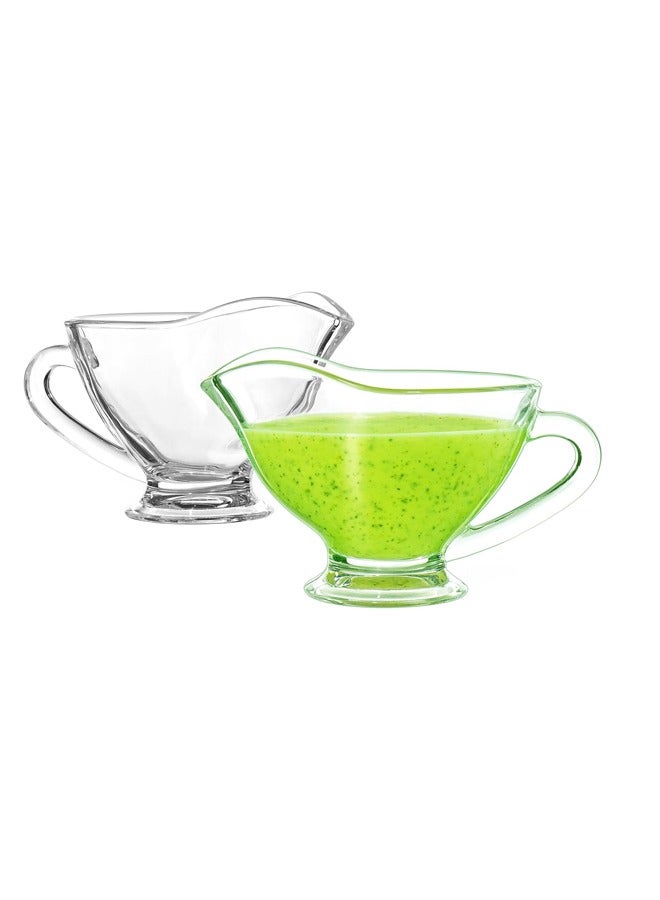 2-Pcs Saucy Glass Gravy Boat Dishes with Handle Spout for Gravy Salad Dressings Milk Broth Creamer 200ml - Image 5