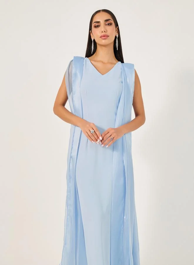 Take Two Solid V Neck Sleeveless Dress by Styli