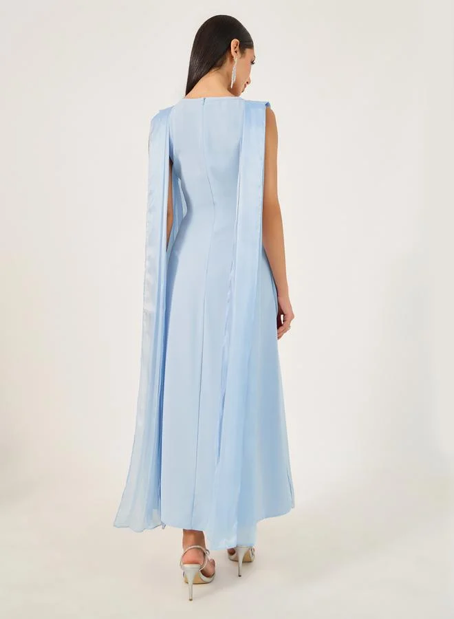 Take Two Solid V Neck Sleeveless Dress by Styli