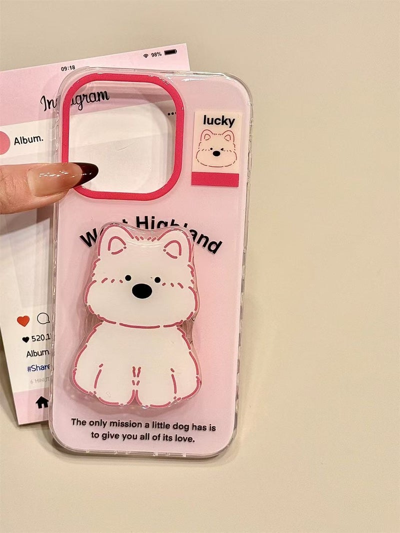Cute Pink West Highland Suitable for Iphone15 Mobile Phone Case 17 Apple 16Promax Chain 13 New Style 14 - Image 1