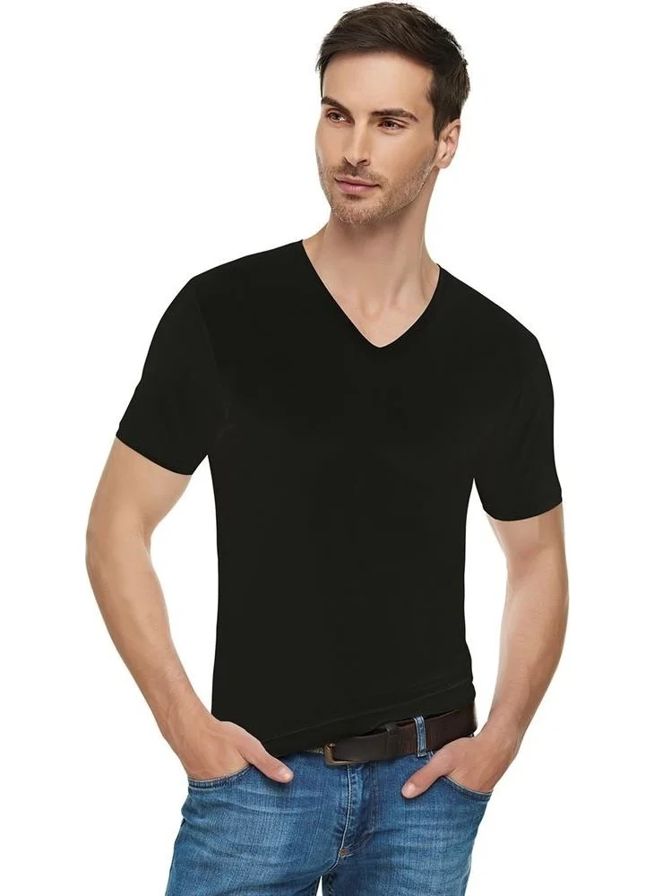 Tutku 3 Pack Elit 1303 Lycra V-Neck Cotton T-Shirt Undershirt