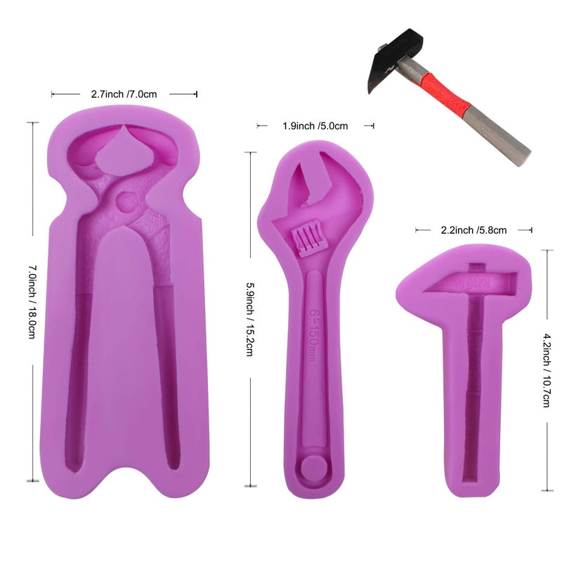 acvcatto Hand Tools Silicone Chocolate Molds  3 Packs Large Hammer Wrenches Pliers Construction Tools Baking Molds  3D Fondant Mold for Cake Decoration Candy Sugar Craft Gum Paste Clay - Image 2