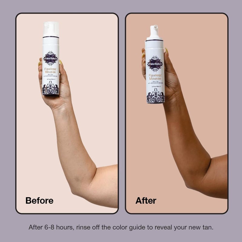 Fake Bake Flawless Self Tanning Mousse Streak-Free, Long-Lasting Natural Glow For All Skin Tones Women & Men - Sunless Tanner Includes Mitt For Easy Application, Black Coconut Scent - 6.7 oz - Image 3
