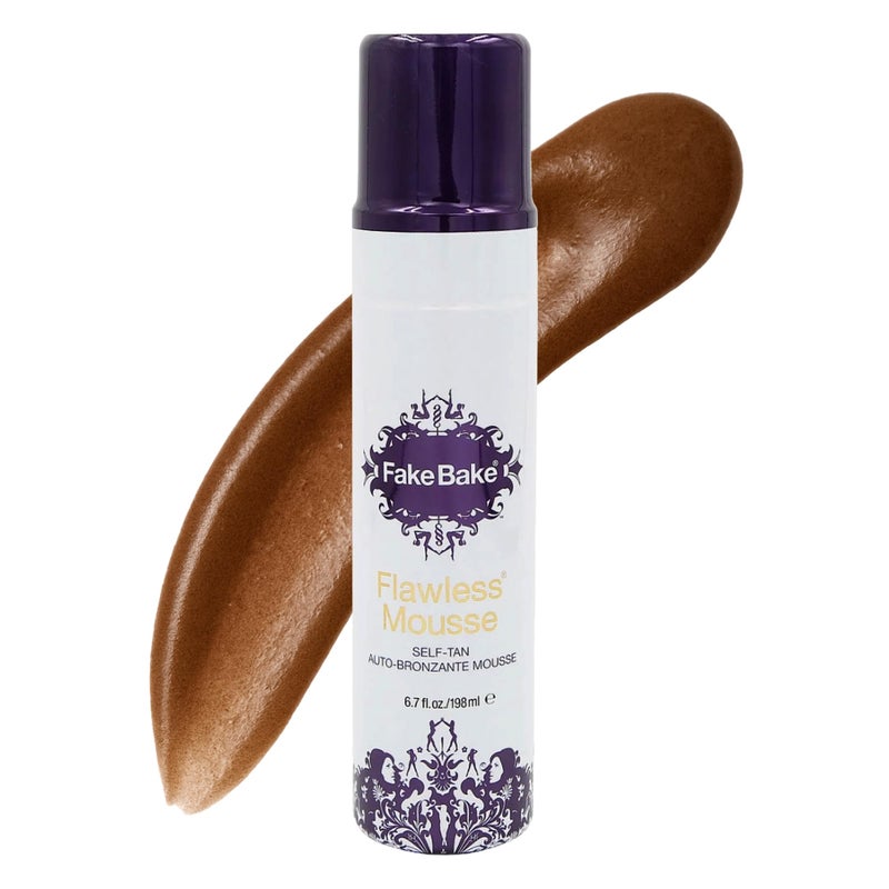 Fake Bake Flawless Self Tanning Mousse Streak-Free, Long-Lasting Natural Glow For All Skin Tones Women & Men - Sunless Tanner Includes Mitt For Easy Application, Black Coconut Scent - 6.7 oz - Image 1