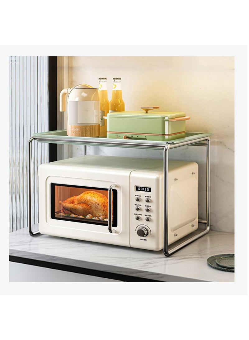 Arabest Kitchen Utensil Holder, 2 Tier Microwave Shelf Stand,Removable Appliance Storage Rack,Kitchen Counter Top Organizer,Desktop Storage Organization for Kitchen, Office, Green - Image 1