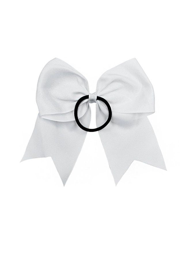 DEEKA - 12PCS 8" Large Cheer Hair Bows Ponytail Holder Handmade for Teen Girls Softball Cheerleader Sports-White - Image 1