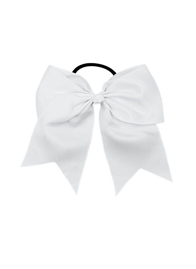 DEEKA - 12PCS 8" Large Cheer Hair Bows Ponytail Holder Handmade for Teen Girls Softball Cheerleader Sports-White - Image 1